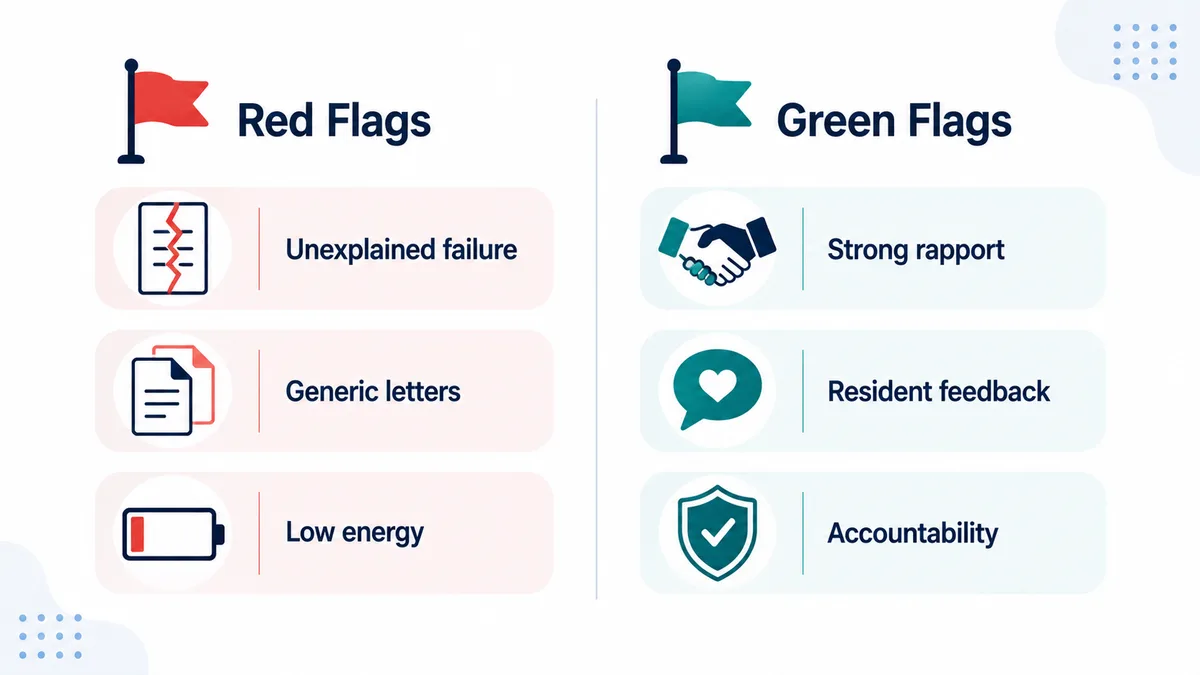 Comparison of interview red flags versus green flags that program directors report watching for
