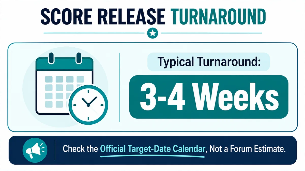 USMLE score release turnaround: typical turnaround is 3 to 4 weeks, check the official target-date calendar, not a forum estimate
