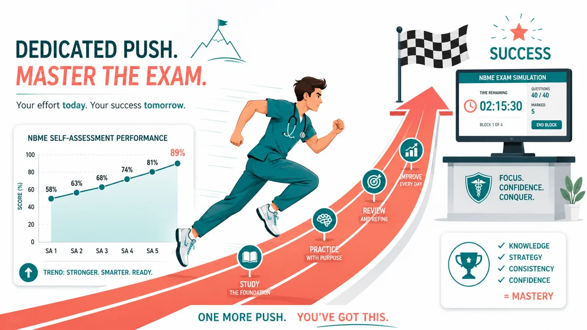 USMLE Step 1 study plan phase 3, the dedicated push in months 5 and 6 with NBME self-assessments and full-length timed exam simulations