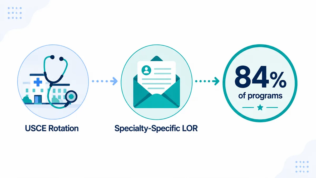 USCE rotation leads to a specialty-specific letter of recommendation, used by 84% of programs